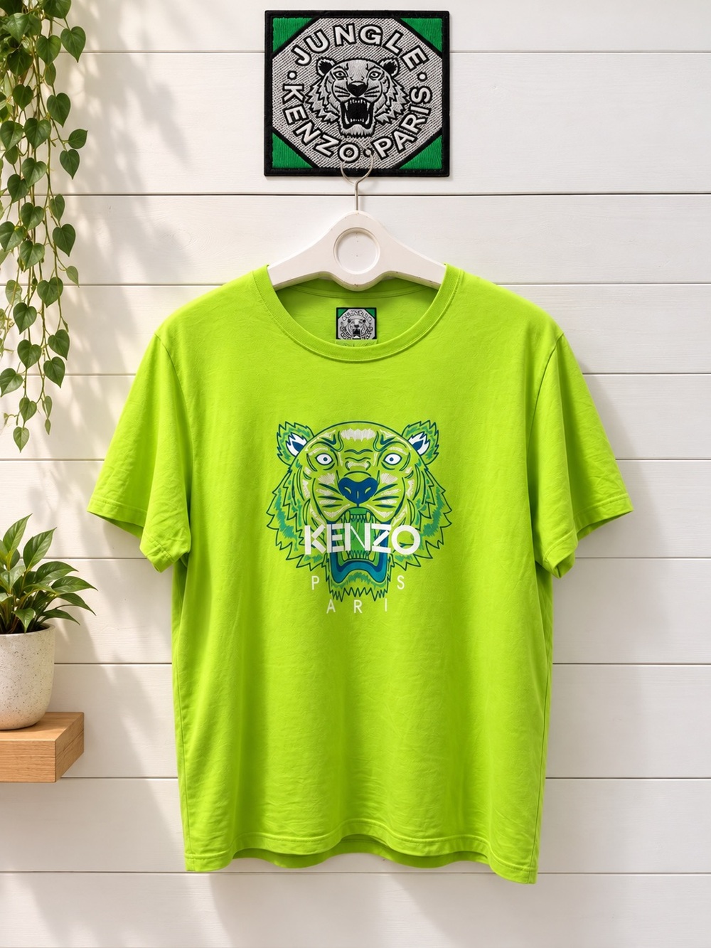 Kenzo Jungle Paris Graphic Tiger T-Shirt – Lime Green – Size L unisex